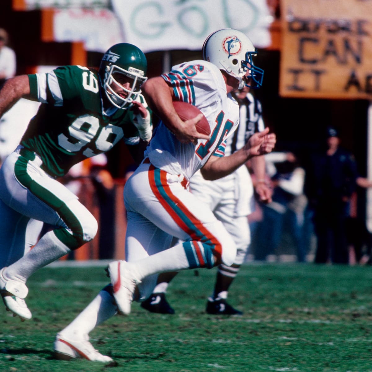 Defensive end Mark Gastineau of the New York Jets looks on as he