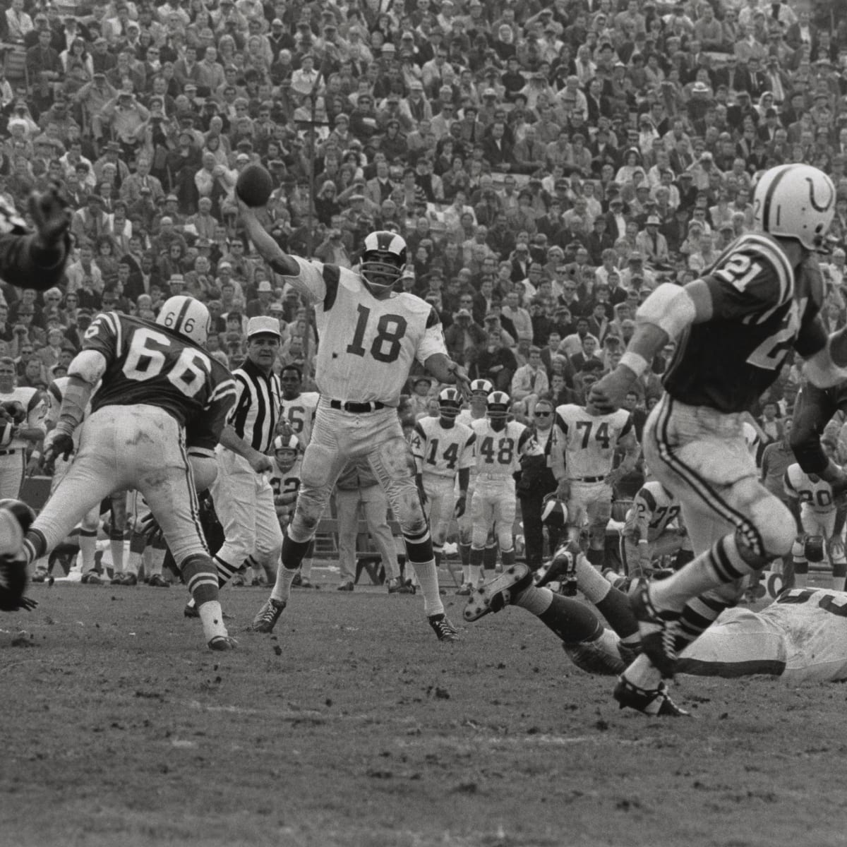 Roman Gabriel of the Philadelphia Eagles warms up prior to the